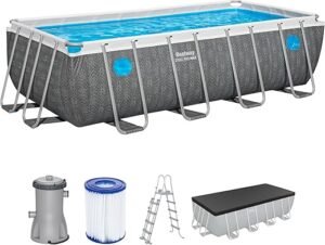 Bestway Piscine Hors Sol rectangulaire Steel Pro Max Splashview - 488 cm x 244 cm x 122 cm - Gris