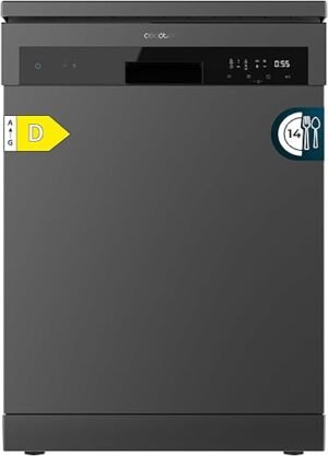 Cecotec Lave-Vaisselle Indépendant de 60 cm Bolero Aguazero 6200 Dark D, 1850W, 14 Couverts, 6 Programmes, Dual Zone Wash, Turbo Dry+, Demi-Charge, Départ Différé, Panneau Tactile