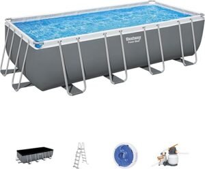 Piscine Hors Sol Rectangle BESTWAY Power Steel™ 549 x 274 x 132 cm avec Filtre à Sable, échelle, bâche
